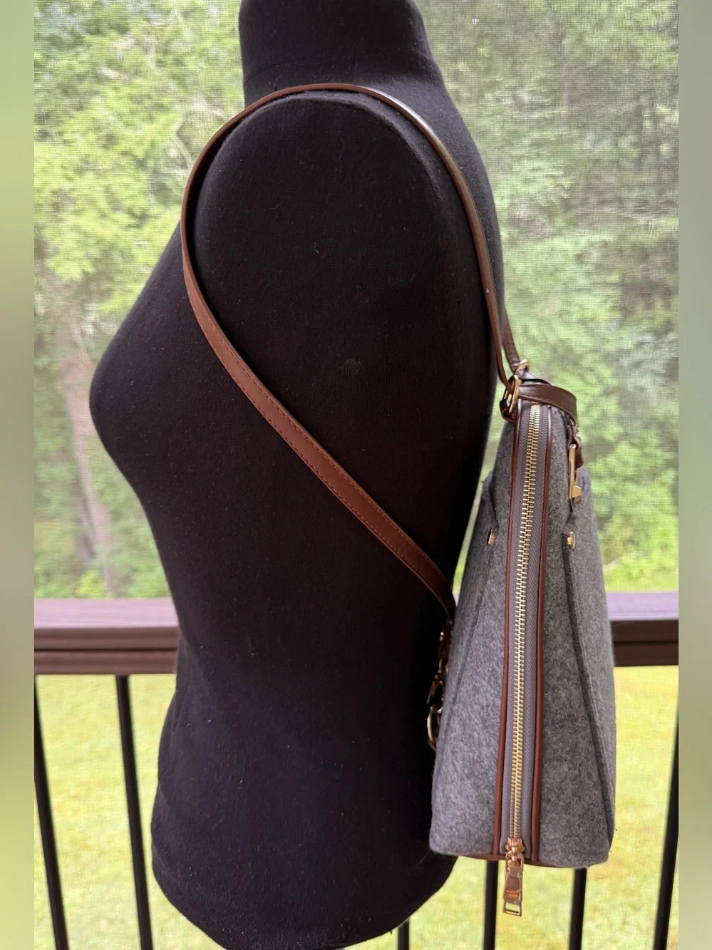 MMS Miztique The Daisy Felt Convertible Backpack Gray Excellent Condition